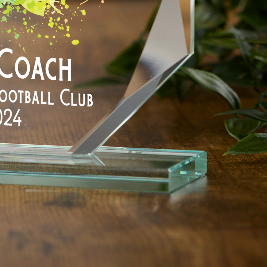 Large Jade Glass Personalised 15cm Colour Football Trophy Award