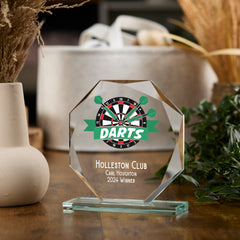 Large Jade Glass Personalised 15cm Colour Darts Trophy Award