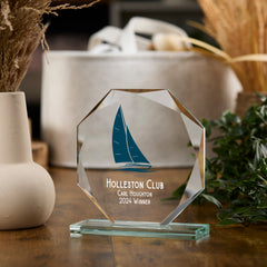 Large Jade Glass Personalised 15cm Colour Sailing Trophy Award