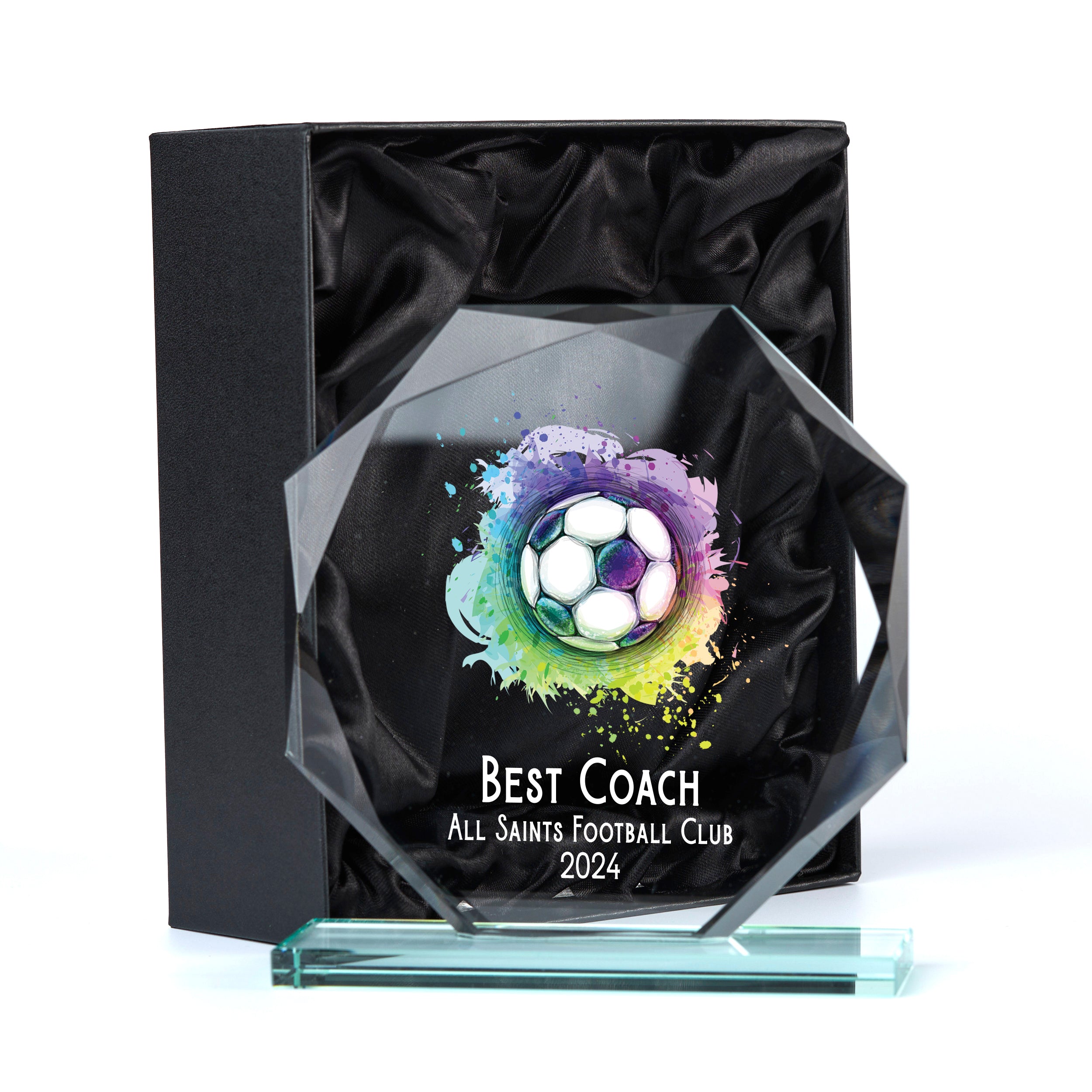 Large Jade Glass Personalised 15cm Colour Football Trophy Award