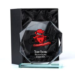 Large Jade Glass Personalised 15cm Colour Go Karting Trophy Award