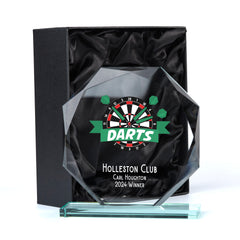 Large Jade Glass Personalised 15cm Colour Darts Trophy Award