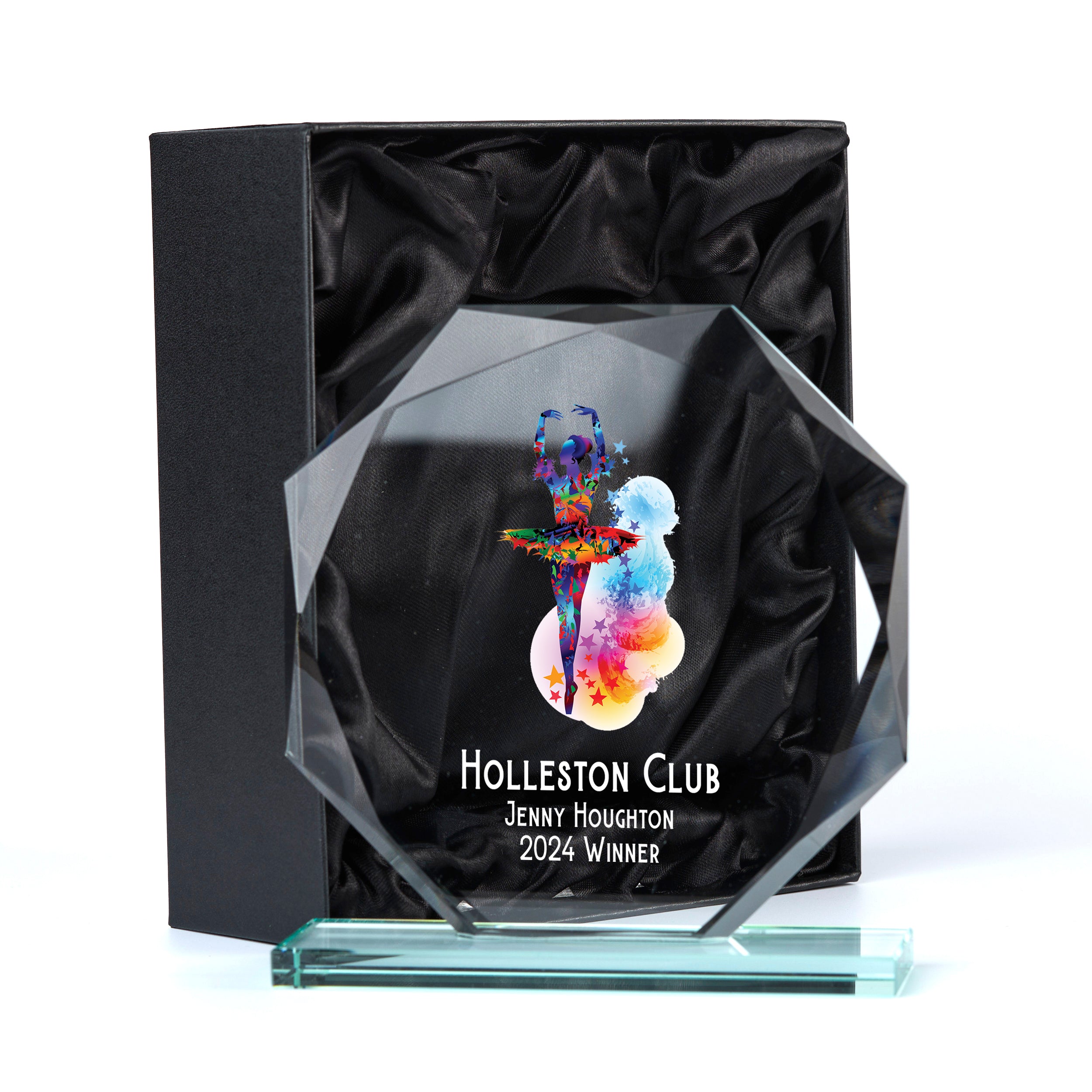 Large Jade Glass Personalised 15cm Colour Dancing Trophy Award