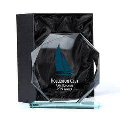 Large Jade Glass Personalised 15cm Colour Sailing Trophy Award