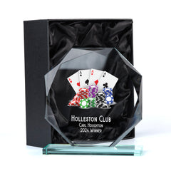 Large Jade Glass Personalised 15cm Colour Cards or Poker Trophy Award