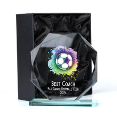 Large Jade Glass Personalised 15cm Colour Football Trophy Award