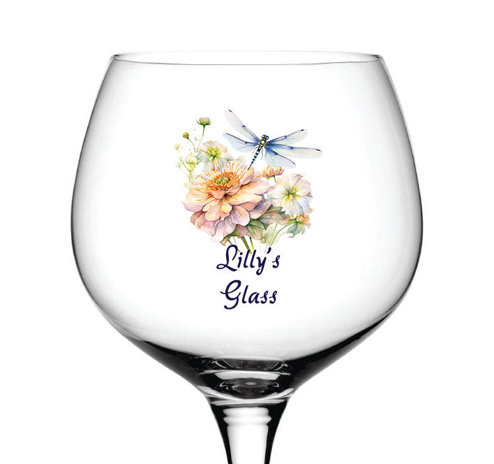 Personalised Dragonfly Cocktail Gin Glass Gift For Her