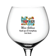 Personalised Best Teacher Ever Cocktail Gin Drink Glass Gift