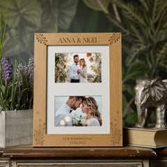 Double Wedding Photo Picture Frame 6x4 Inch Landscape With Wildflowers