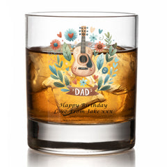 Personalised Guitar Dad Whiskey Glass Gift Boxed