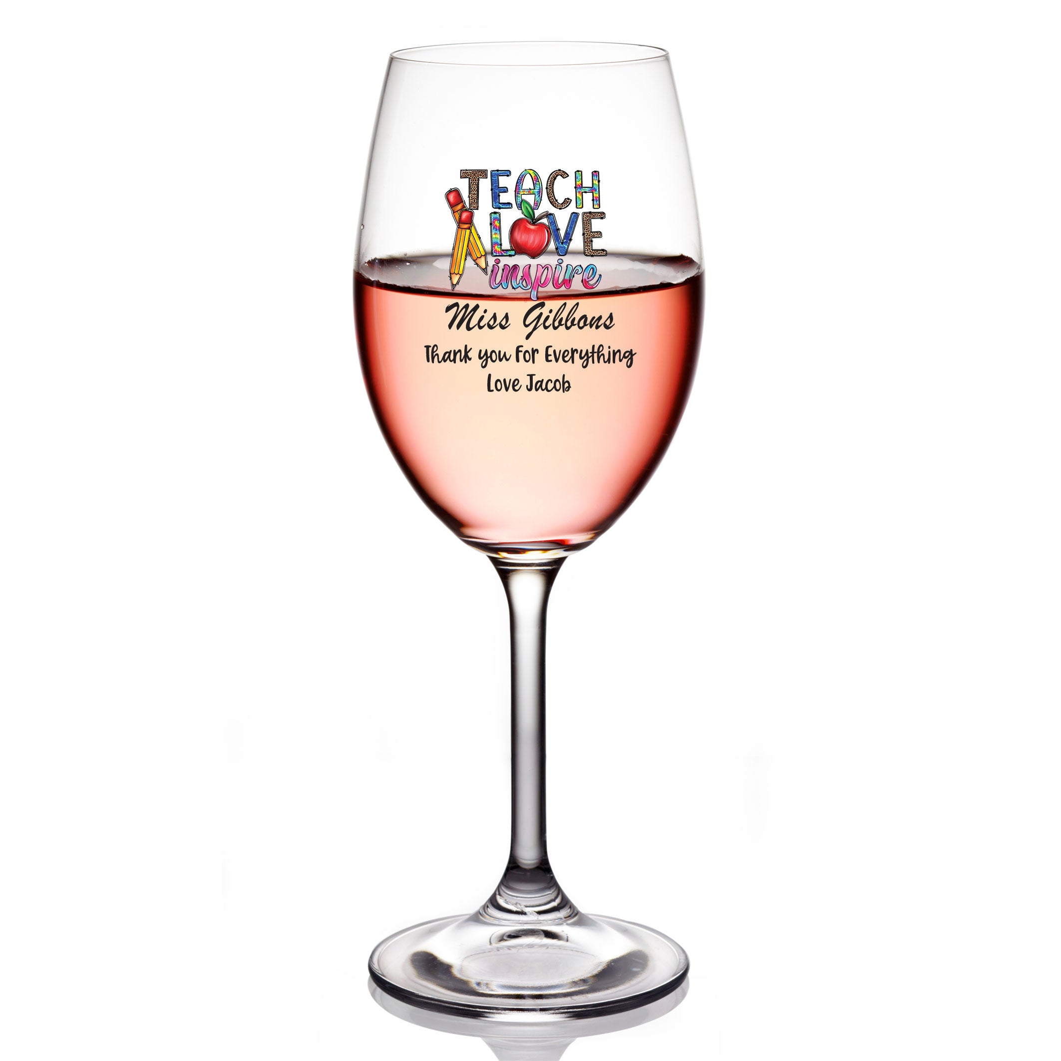 Personalised Teacher Wine Glass Gift For Her Teach and Inspire