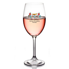 Personalised Teacher Wine Glass Gift For Her Pencils and Apples