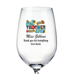 Personalised Teacher Wine Glass Gift For Her Teach and Inspire