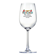 Personalised Teacher Wine Glass Gift For Her Pencils and Apples