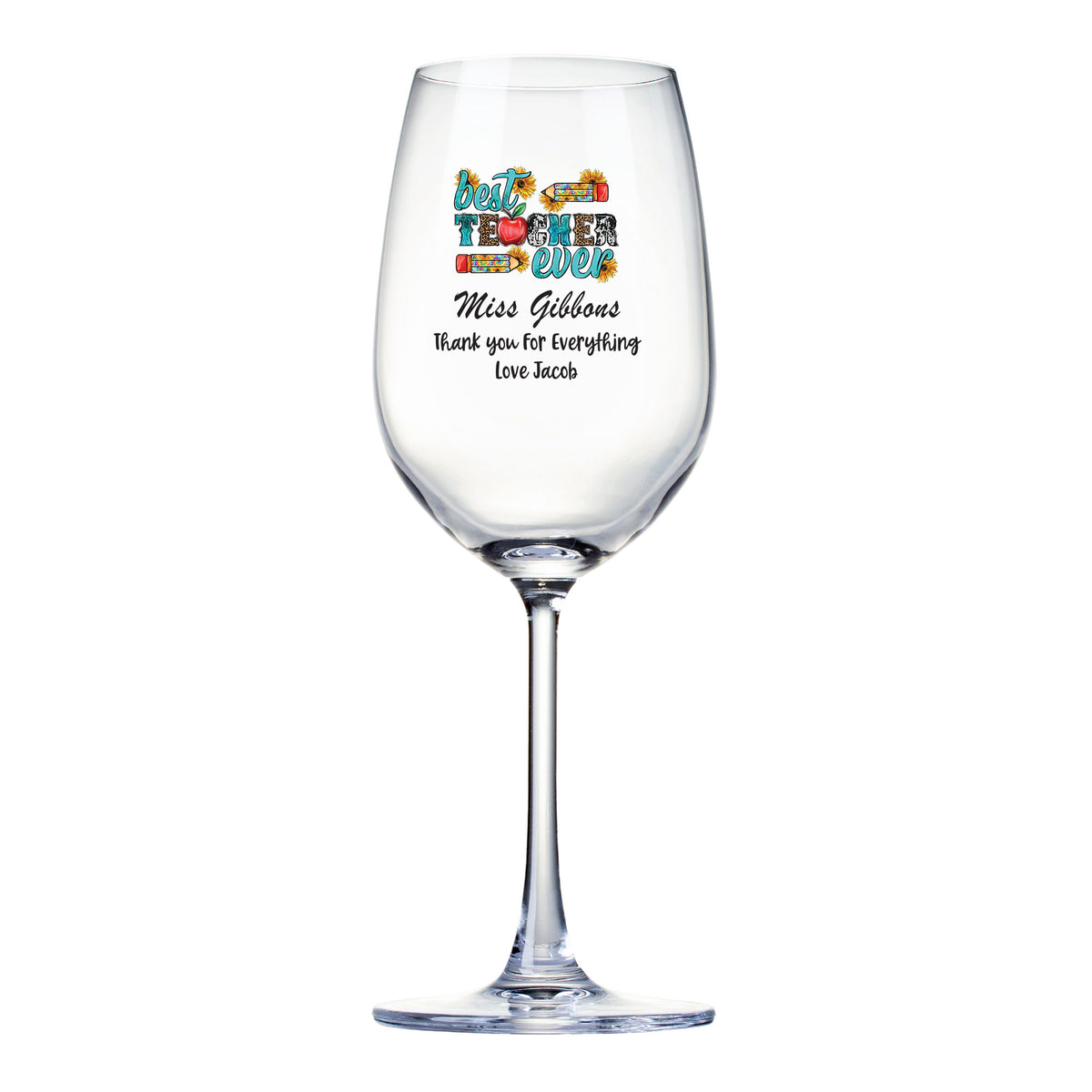 Personalised Teacher Wine Glass Gift For Her Teach and Inspire