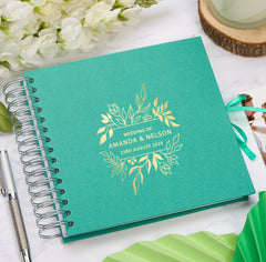 Personalised  Wedding Guest Book Reception Guestbook With Leaves