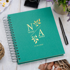 Personalised Large Wedding Photo Album With Leaves and Initials