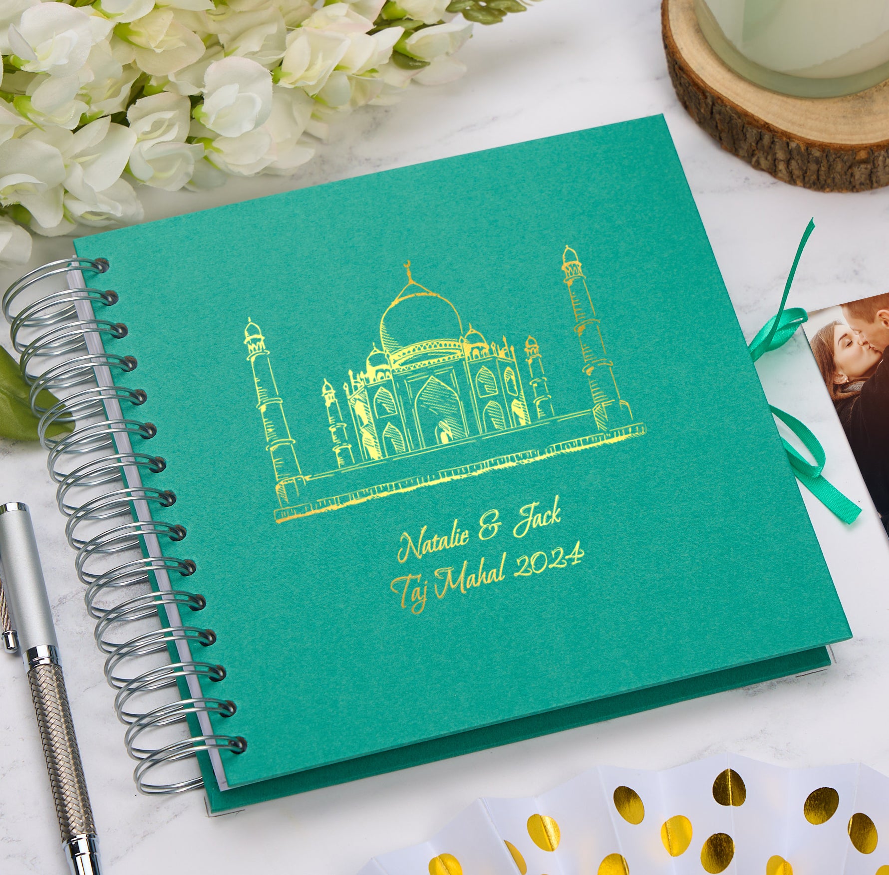 Personalised India Travel Taj Mahal, Photo Album or Scrapbook Multiple Colours