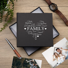 Family Heart Black Photo Album Gift For 50 x 6"x4"