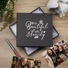 Family Life Is Beautiful Black Photo Album Gift For 50 x 6"x4"