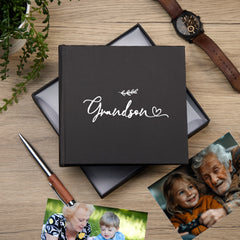 Grandson Black Photo Album With Leaf Design For 50 x 6 by 4 Photos