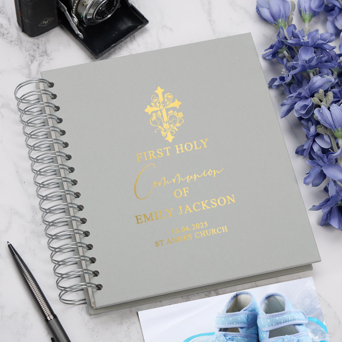 Personalised Holy Communion Photo Album With Multiple Colours and Cross