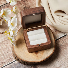 Personalised Wedding Ring Box Holder for 2 Rings With Doves