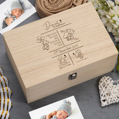 Personalised Teddy Memory Baby Keepsake Box Gift With Birth Details