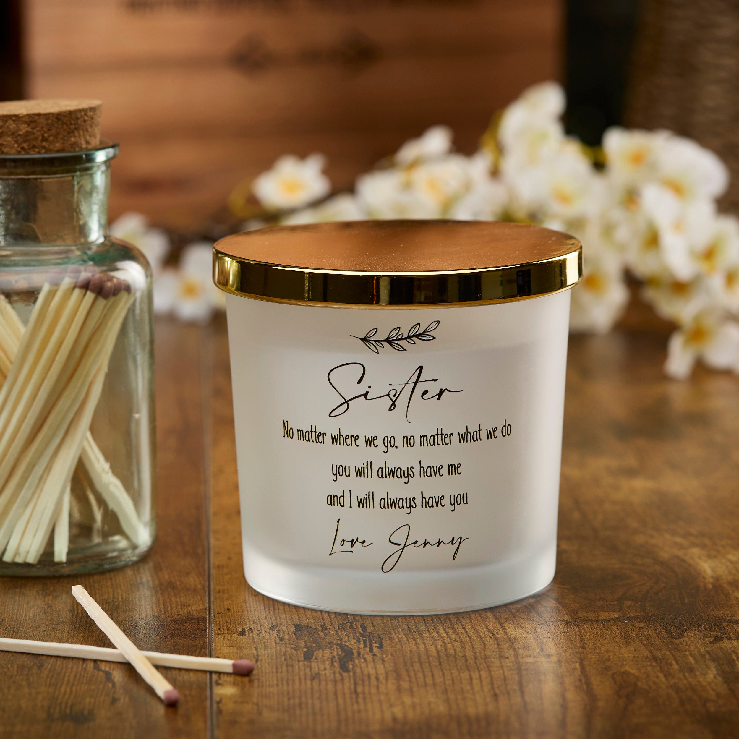 Personalised Large Double Wick Candle Gift For Sister With Sentiment