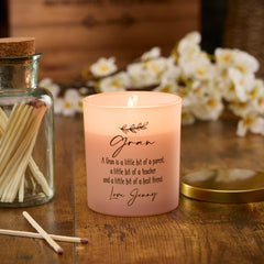 Beautiful Pink Personalised Gran Sentiment Jar Candle Gift For Her