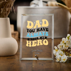 Personalised Dad My Hero Trophy Plaque Gift With Colour Print