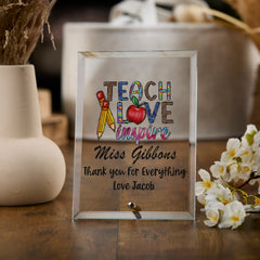 Personalised Teacher Plaque Gift Love and Inspire