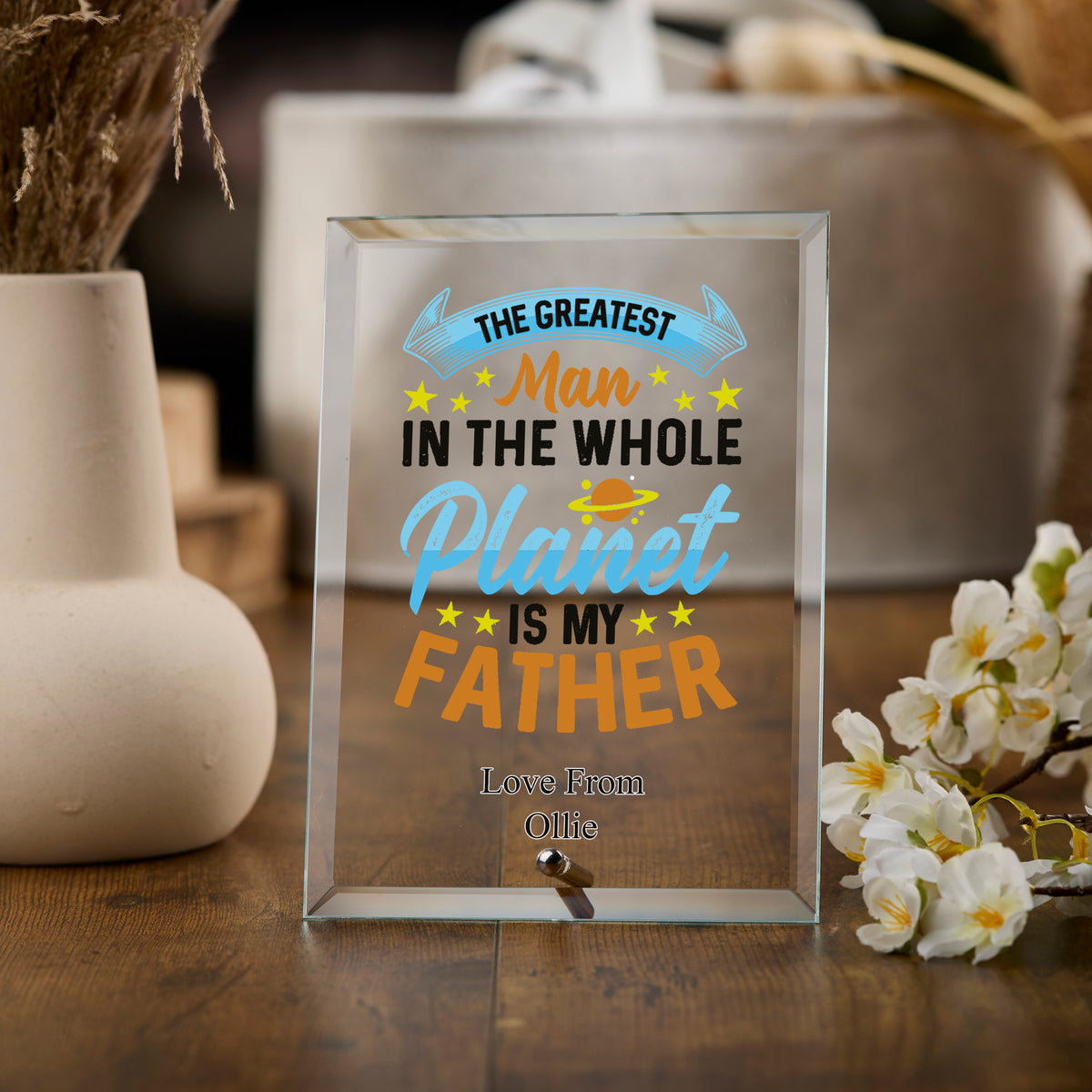 Personalised My Father Trophy Plaque Gift With Colour Print