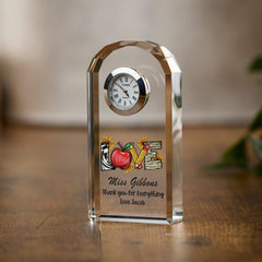 Personalised Teacher Love Crystal Glass Clock Gift