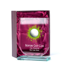 Personalised Golf Trophy Shield Award Large 15cm Jade Glass