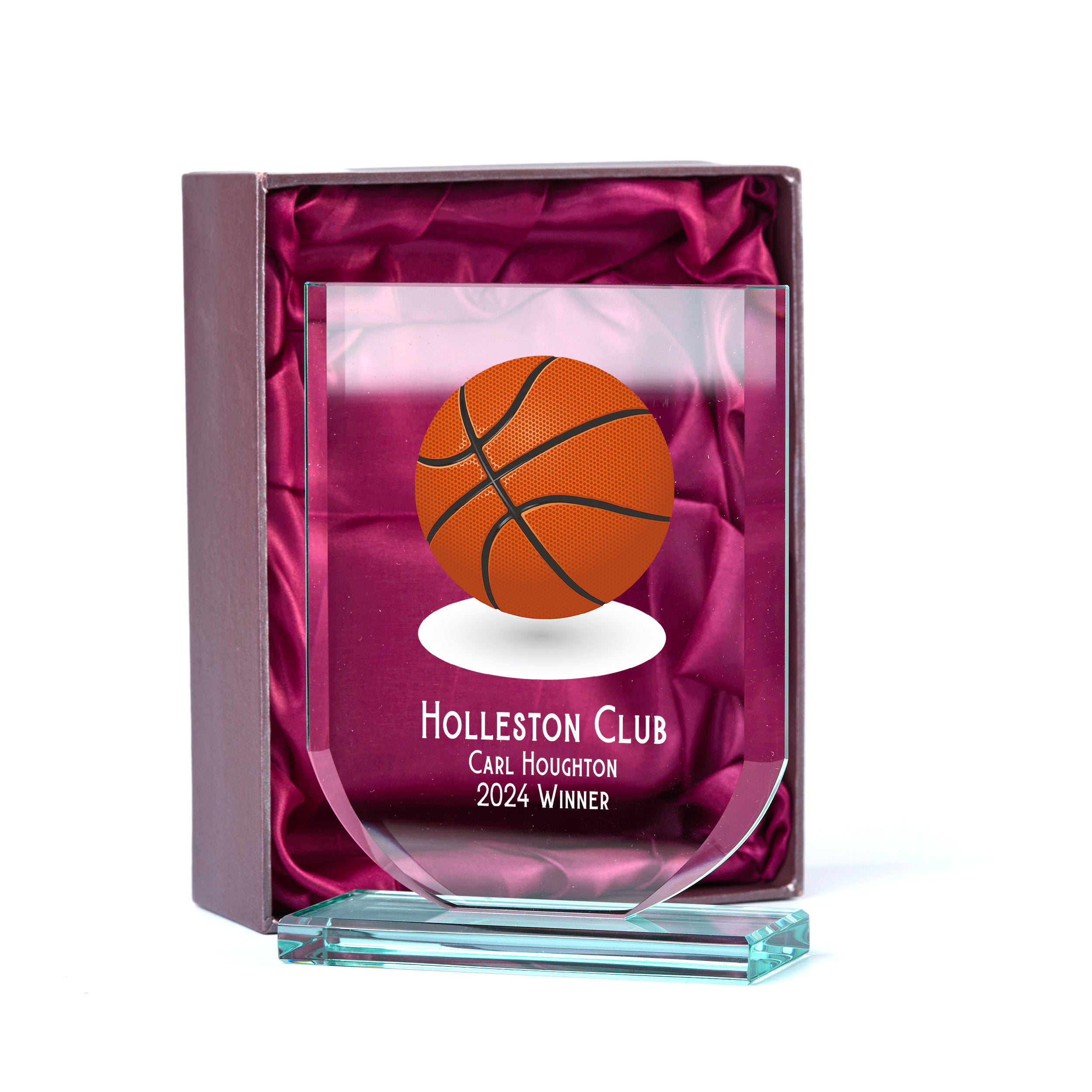 Personalised Basketball Trophy Shield Award Large 15cm Jade Glass