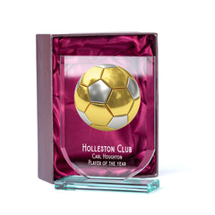 Personalised Football Trophy Shield Award Large 15cm Jade Glass