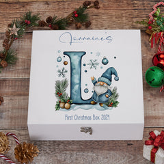 Personalised Luxury Wooden Cute Christmas Keepsake Memory Box Family Baby