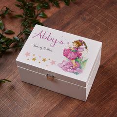 Personalised Fairy With Wand Children's Wooden Jewellery Box Gift