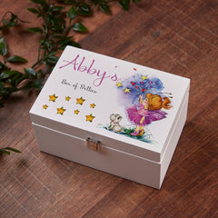 Personalised Fairy With Dog Children's Wooden Jewellery Box Gift