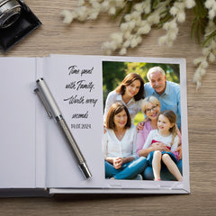 Family Word Heart White Photo Album Gift For 50 x 6"x4"