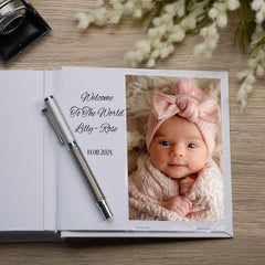 ukgiftstoreonline Personalised Baby Girl Photo Album Gift Sitting Rabbit