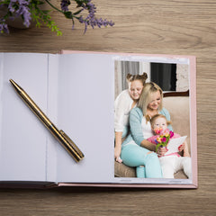 Mum Pink Photo Album With Leaf Design For 50 x 6 by 4 Photos