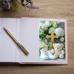 Christening Gift Pink Photo Album With Cross For 50 x 6 by 4 Photos