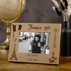 Personalised France Holiday Memory Photo Frame Engraved