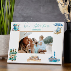 Personalised Holidays Adventure Memory Nautical White Photo Frame