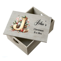 Personalised Large Christmas Eve Box Heart Crate With Wooden Lettering