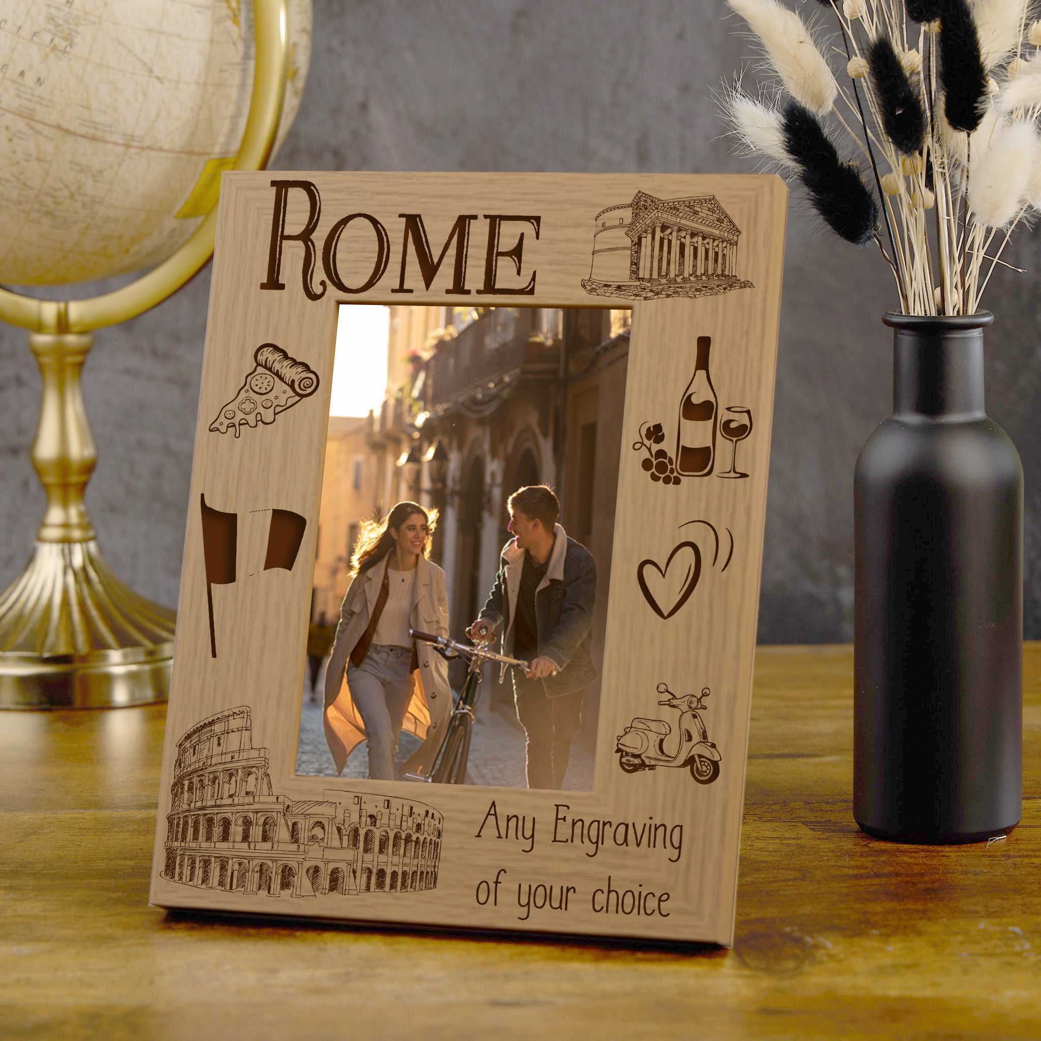 Personalised Rome Holiday Memory Photo Frame Engraved