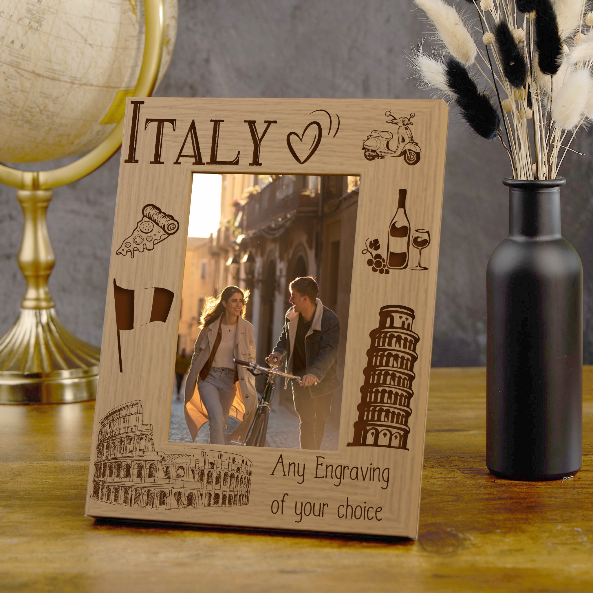 Personalised Italy Holiday Memory Photo Frame Engraved