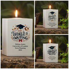 Personalised Graduation Gift Tea Light Candle Holder Various Design